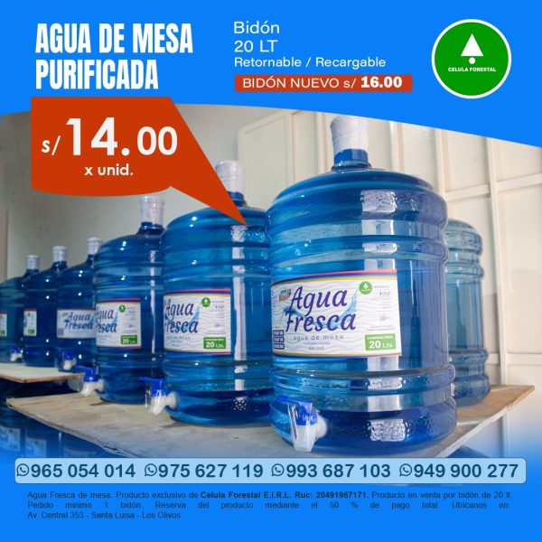 AGUA DE MESA PURIFICADA TOILE