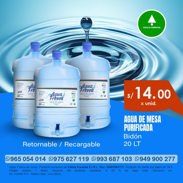 AGUA DE MESA PURIFICADA TOILE