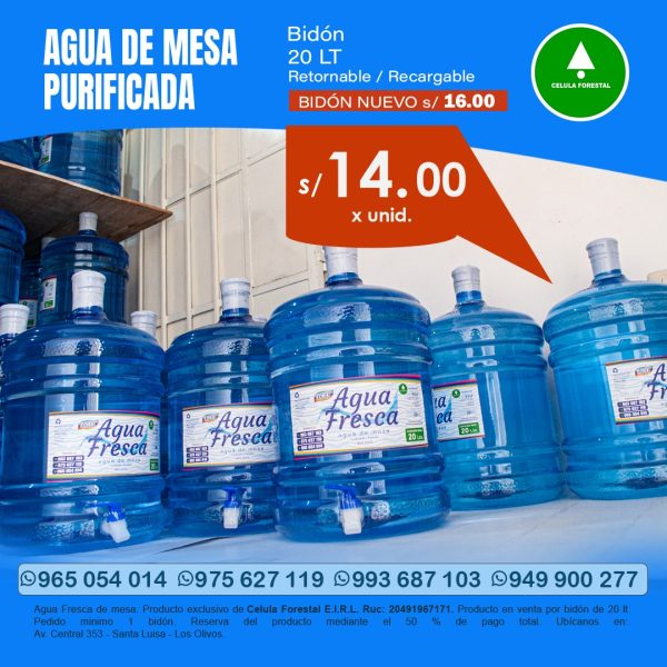 AGUA DE MESA PURIFICADA TOILE