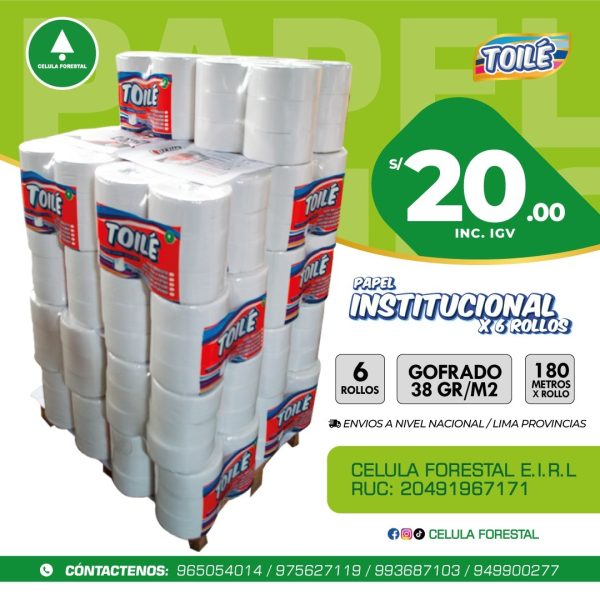 Papel Higienico Institucional 180 mts TOILE