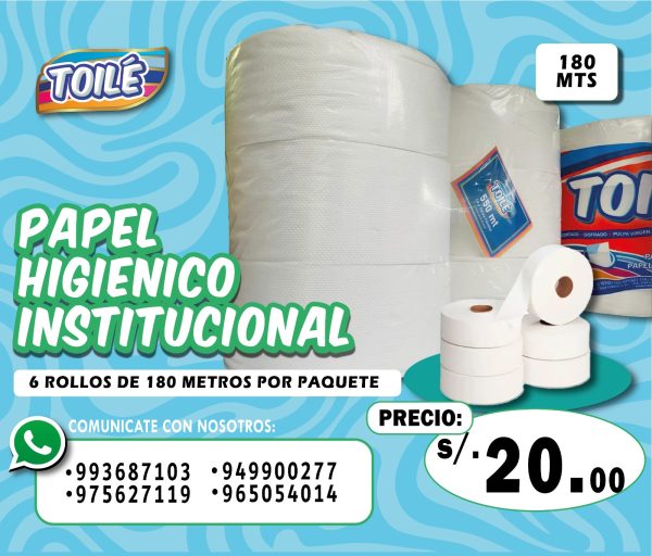 Papel Higienico Institucional 180 mts TOILE