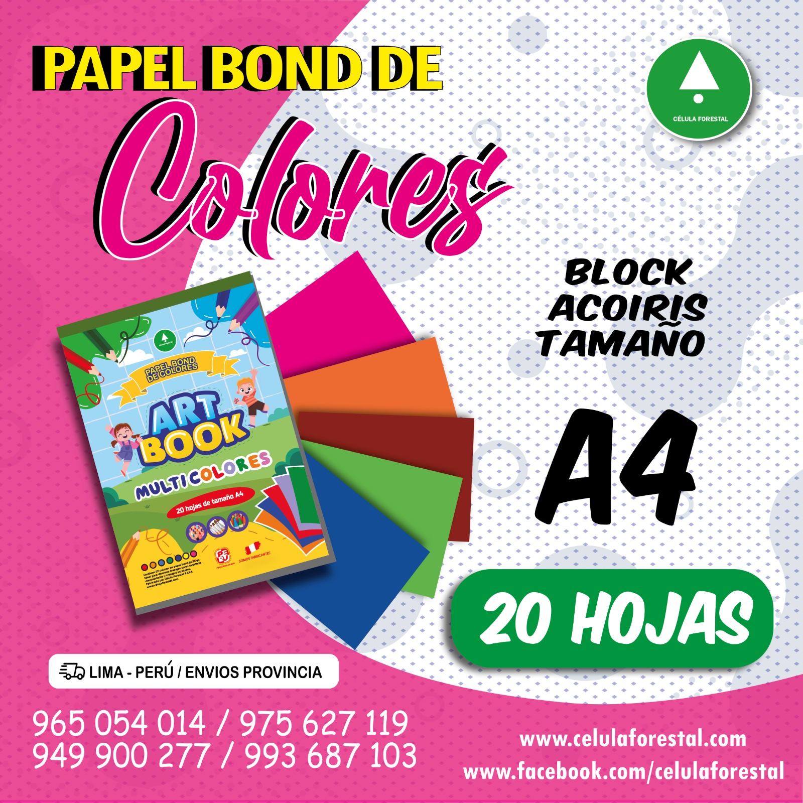 Block arcoiris T-A4 por 20 hojas
