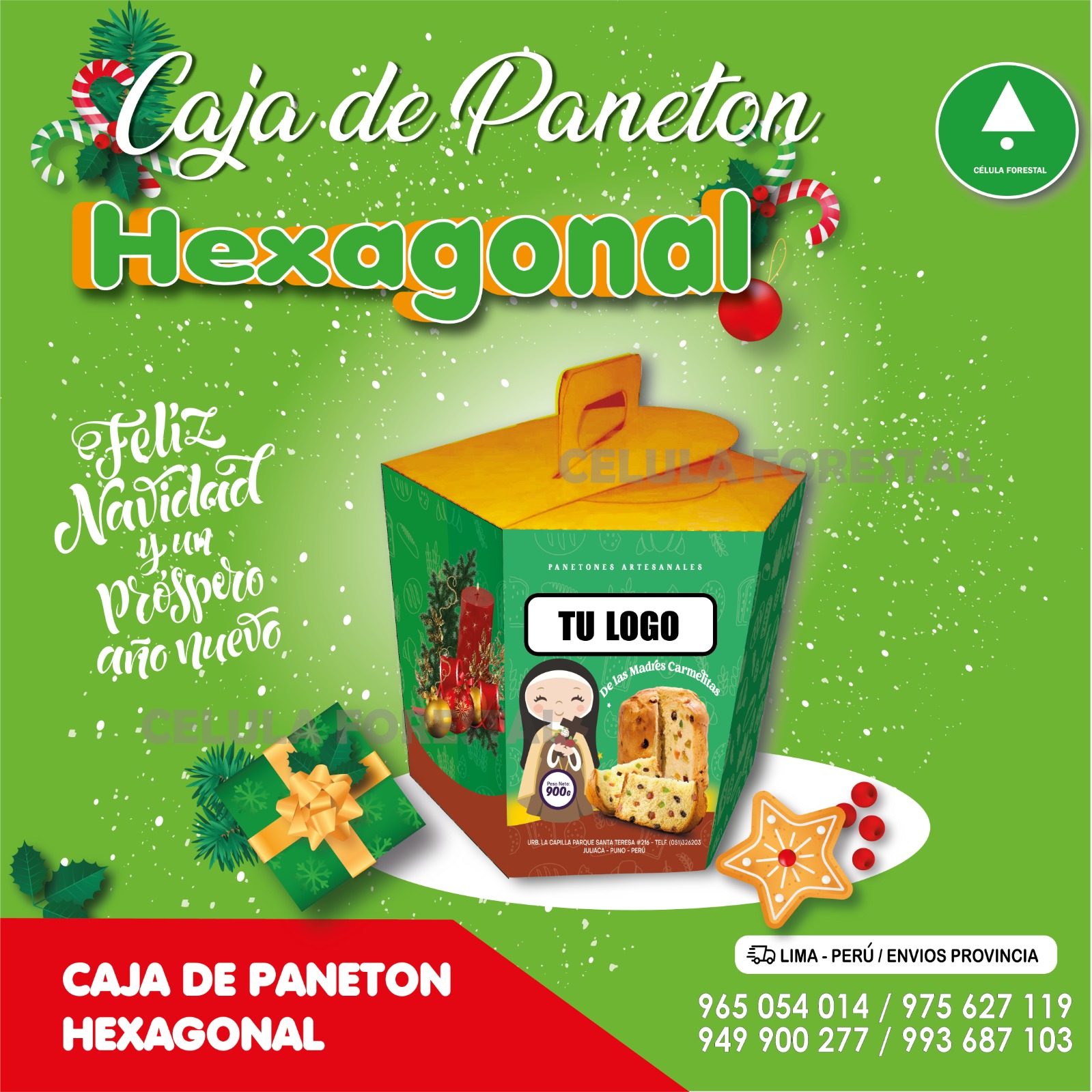 Caja paneton hexagonal