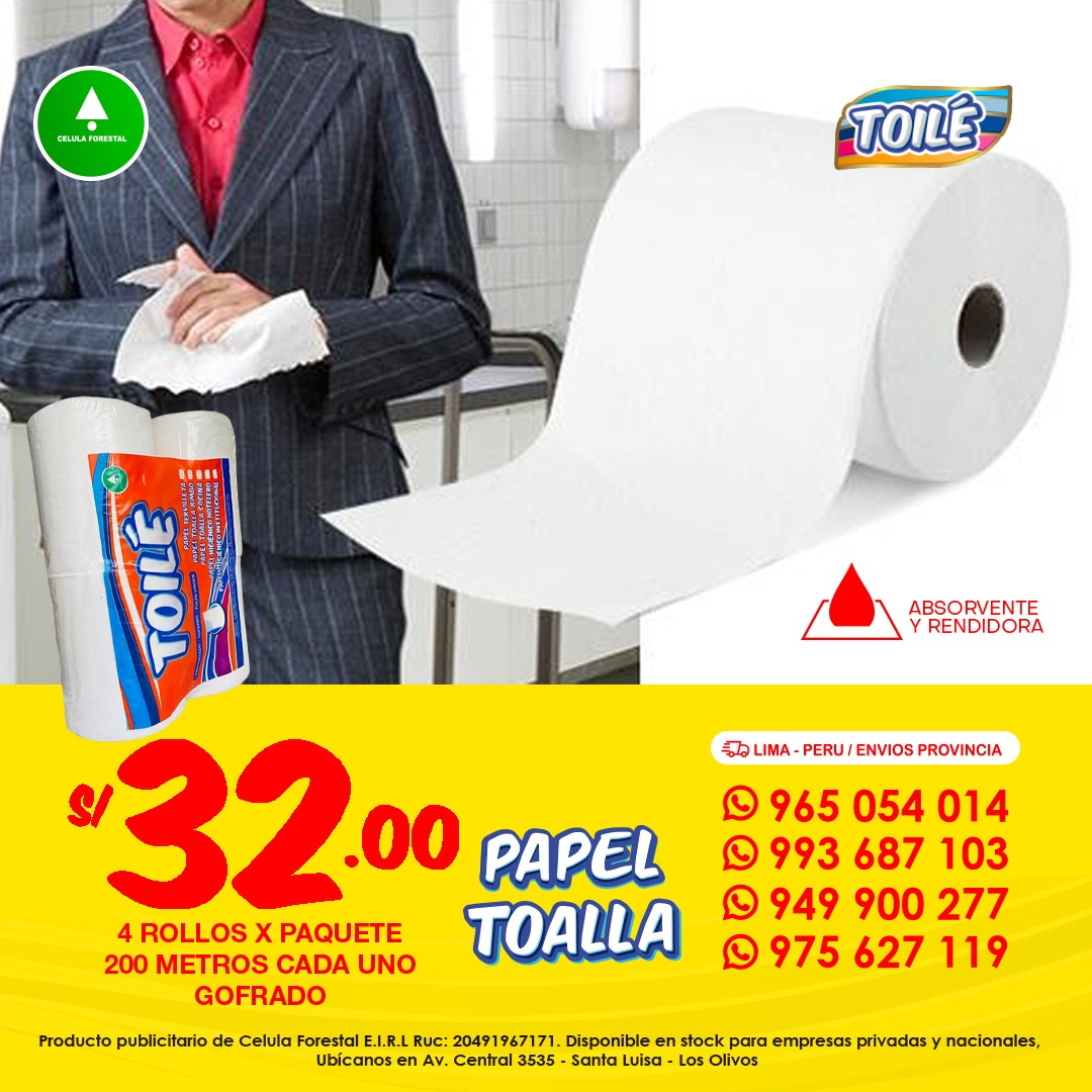 Papel toalla de 200 mts TOILE