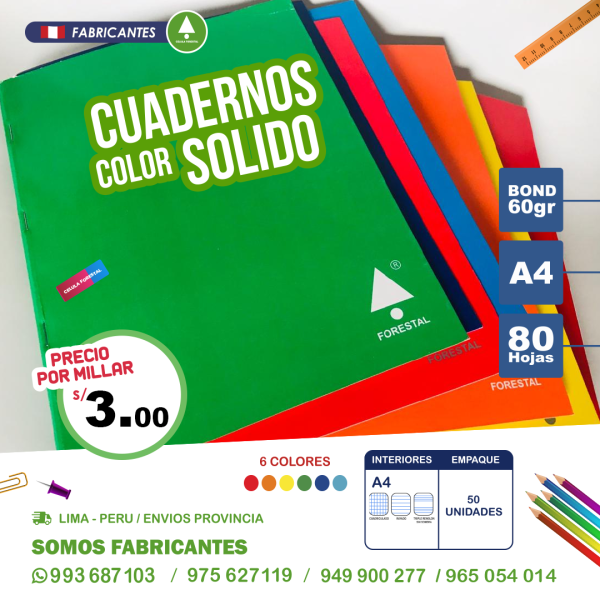Cuadernos escolares A4 económicos Peru