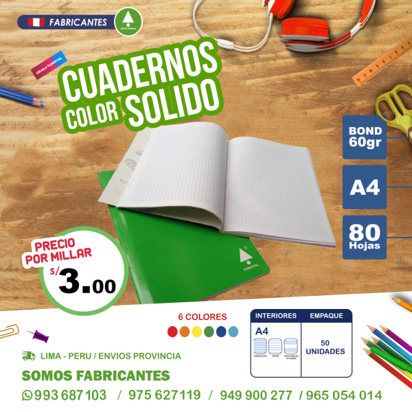 Cuaderno Forestal Grapado A4 80h 60gr Start-Up