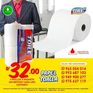 Papel toalla de 200 metros super economico TOILE