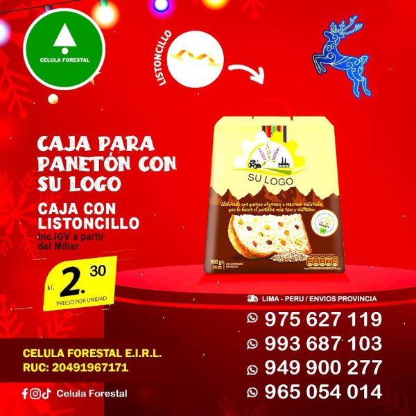 Envases para paneton box caja y pirotines de 900 gr