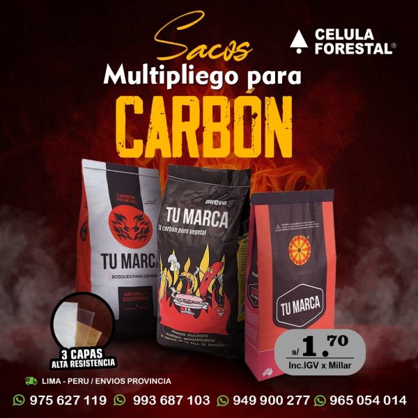 Sacos de papel kraft para carbon 3 kg