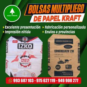 Bolsas multipliego de papel kraft personalizada con impresiòn a full color Bolsas multipliego de papel kraft para mortero concreto premezclado