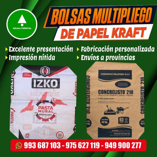 Bolsas multipliego de papel kraft para mortero concreto premezclado