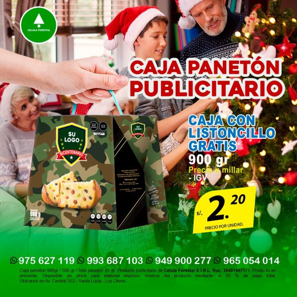 Caja paneton publicitario personalizado Cajas para Panetón - Imprenta Celula Forestal Lima Perú
