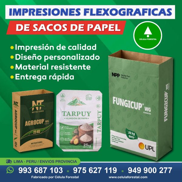 Impresiones flexograficas de sacos de papel para uso industrial Impresiones flexograficas de sacos de papel para uso industrial