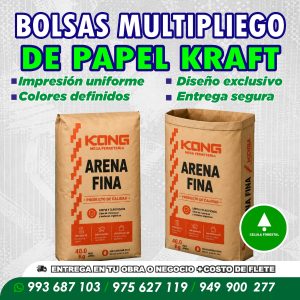 Bolsas multipliego de papel kraft personalizadas en Perù Bolsas multipliego de papel kraft para arena personalizadas en Perù