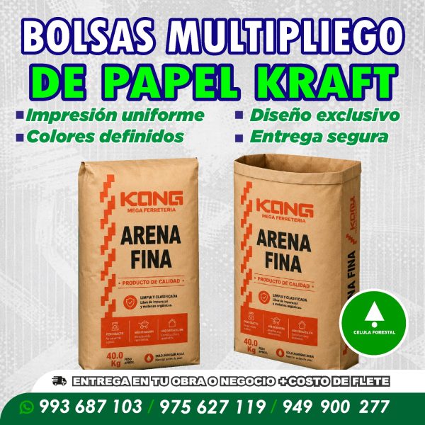 Bolsas multipliego de papel kraft para arena personalizadas en Perù