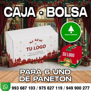Cajon personalizado de 6 unidades de bolsa para panetón con | 🎨Diseño gratis