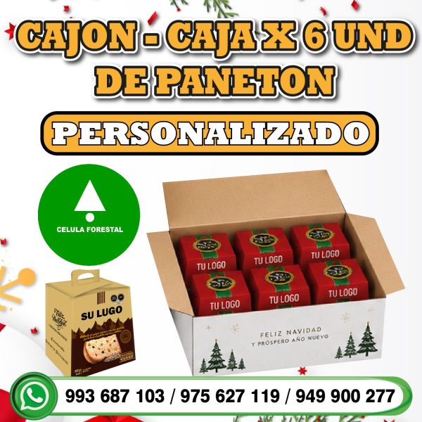 Cajón(6u) de panetón publicitario 🎨Cajón (6 unidades) de panetón publicitario