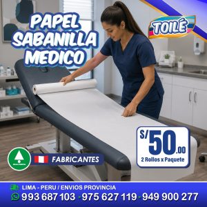 Papel sabanilla para uso médico 50 cm x 100 mts