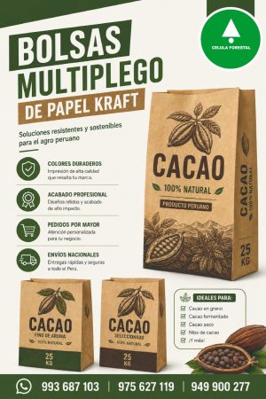Sacos de papel kraft de 25 kg para cacao Sacos de papel para 25 kilos de cacao