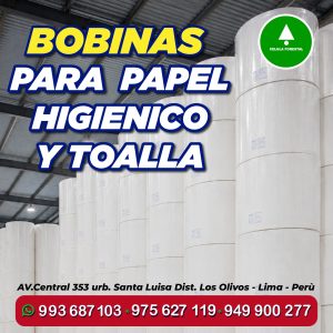 Bobinas de Papel Toalla Premium  Papel Blanco 100% Celulosa Virgen
