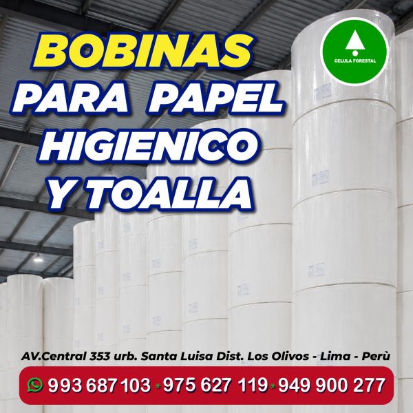 Bobinas de Papel Toalla Premium  Papel Blanco 100% Celulosa Virgen